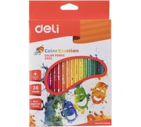Цветные карандаши DELI Color Emotion EC00230 трехгранные липа 36 цветов коробка/европодвес, 12 упак 459010