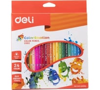 Цветные карандаши DELI Color Emotion EC00220 трехгранные липа 24 цвета коробка/европодвес, 12 упак 458045