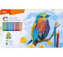 Цветные карандаши DELI Color Emotion EC00235/A липа 36 цветов металлическая коробка, 6 упак 1483053
