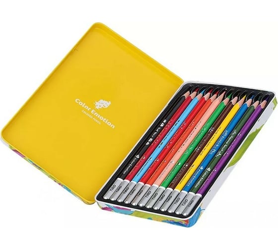 Цветные карандаши DELI Color Emotion EC00205 липа 12 цветов металлическая коробка 1028818