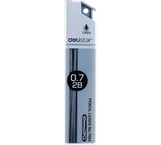 Грифель DELI E7004 0.7 мм 2B туба, 48 шт 420448