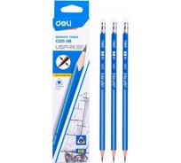 Чернографитный карандаш DELI Uspire EC001-HB HB трехгранный тополь картонная коробка 12 шт ластик, 12 упак 1480854