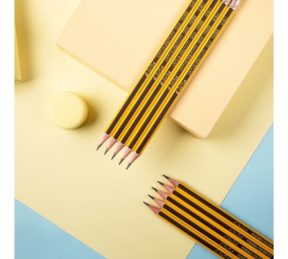 Чернографитный карандаш DELI Scribe EC004-HB HB шестигранный тополь картонная коробка 12 шт ластик, 12 упак 1482554