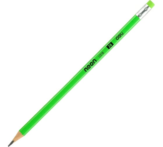 Чернографитный карандаш DELI Neon EU51806-1 2B трехгранный ассорти пластиковая туба, ластик, 50 шт 1111242