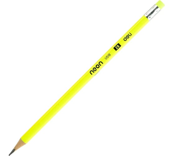 Чернографитный карандаш DELI Neon EU51806-1 2B трехгранный ассорти пластиковая туба, ластик, 50 шт 1111242