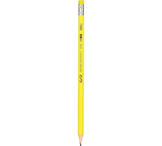 Чернографитный карандаш DELI Scribe EU50806-1 HB шестигранный липа пластиковая туба ластик, 50 шт 1047873