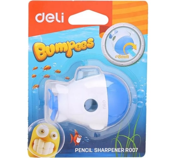 Ручная точилка для карандашей DELI Bumpees ER00701 1 отверстие пластик ассорти блистер, 12 шт 1112860