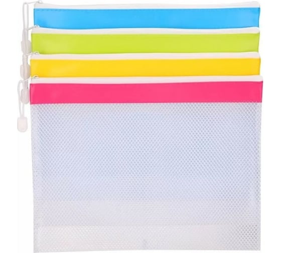 Папка на молнии DELI Rio ZIP EF45102 A4 ПВХ цвет молнии ассорти сетка, 12 шт 1082750