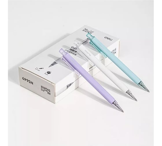 Автоматическая гелевая ручка DELI Nusign NS649 корпус ассорти черные чернила линия 0.5 мм, 10 шт 1657676