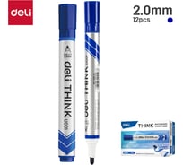Маркер DELI д/ досок Think круглый пиш. наконечник 2мм синий EU00130