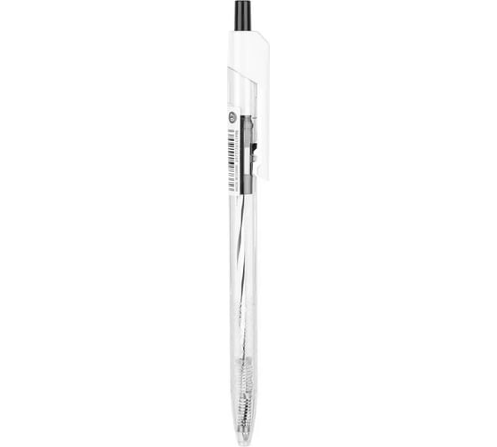 Автоматическая шариковая ручка DELI Arrow EQ24-BK прозрачный/белый корпус диаметр 0.7 мм черные чернила, 12 шт 1503194