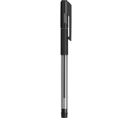 Шариковая ручка DELI Arrow EQ01620 прозрачный/черный корпус диаметр 0.7 мм черные чернила резиновая манжета, 12 шт 1113792 1