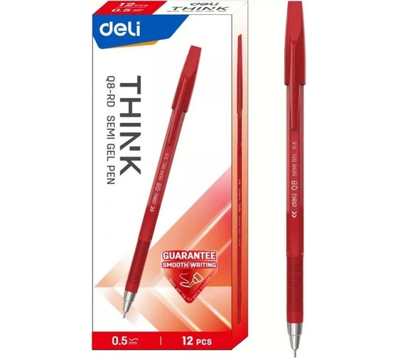 Набор шариковых ручек DELI Think EQ8-RD красные чернила 12 шт линия 0.5 мм, 12 упак 1658025