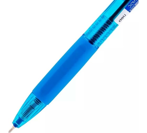 Автоматическая шариковая ручка DELI X-tream EQ21-BL синий/прозрачный корпус диаметр 0.7 мм синие чернила резиновая манжета, 12 шт 1485128