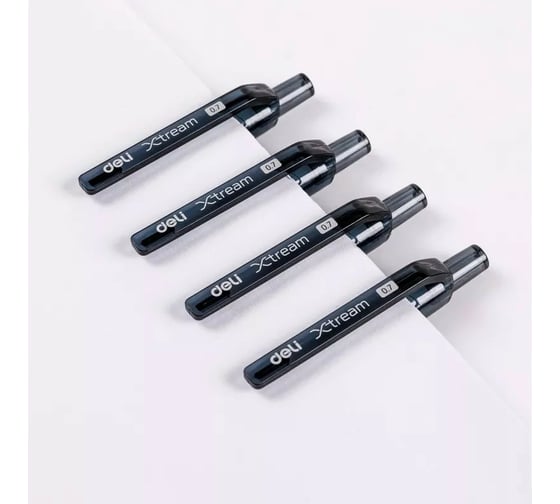 Автоматическая шариковая ручка DELI X-tream EQ21-BK черный/прозрачный корпус диаметр 0.7 мм черные чернила, резиновая манжета, 12 шт 1485127