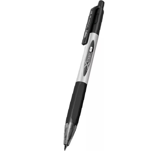 Автоматическая шариковая ручка DELI X-tream EQ11-BK металлический серый/черный корпус диаметр 0.7 мм черные чернила резиновая манжета, 12 шт 1204744