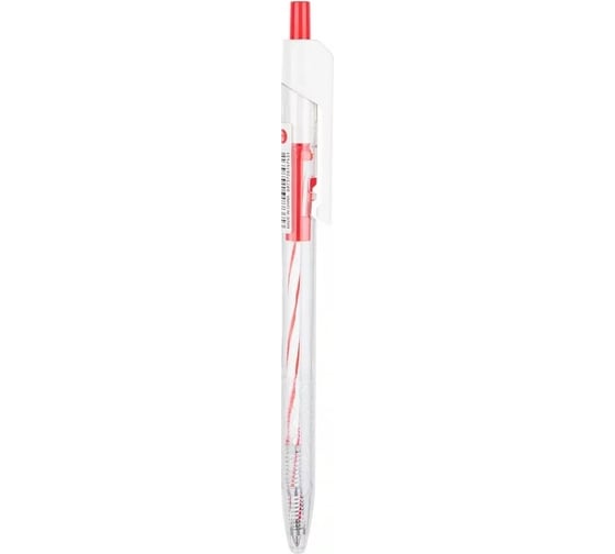 Автоматическая шариковая ручка DELI Arrow EQ24-RD прозрачный/белый корпус диаметр 0.7 мм красные чернила, 12 шт 1503204