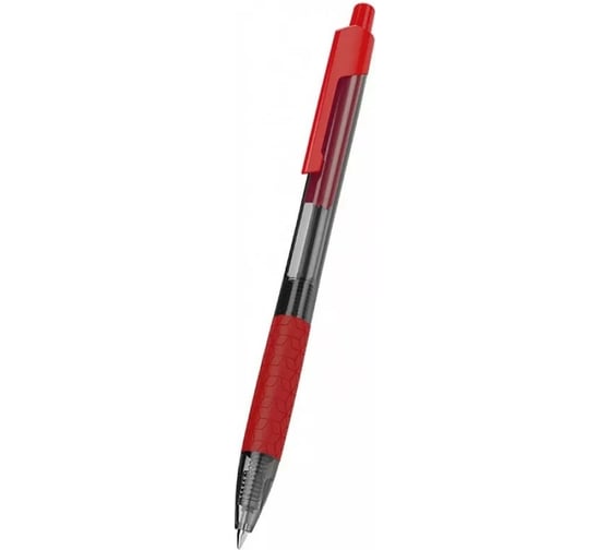 Автоматическая шариковая ручка DELI Arrow EQ01940 прозрачный/красный корпус диаметр 0.7 мм красные чернила резиновая манжета, 12 шт 1113861