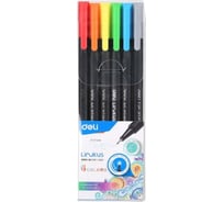 Набор ручек капиллярных DELI Linkus, d=0.45 мм, чернила ассорти, игловидный пишущий наконечник, 24 шт в упаковке EQ900-06