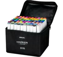 Набор маркеров для скетчинга DELI 70807-80 трехгранный двусторонний 80 цветов ассорти текстильная сумка 1423870