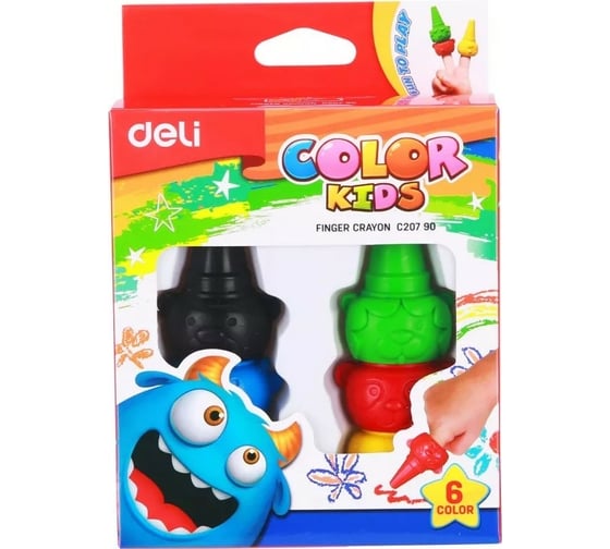 Восковые мелки DELI Color Kids EC20790 6 цветов картонная коробка европодвес, 24 упак 1204940