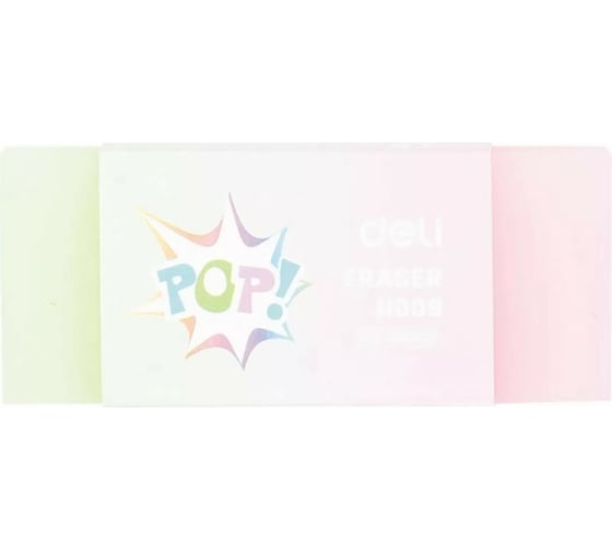 Ластик DELI POP EH00900 60x20x10 мм ассорти индивидуальная картонная упаковка, 24 шт 1003457 1