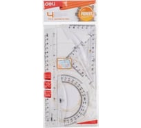 Набор линеек DELI Pioneer EG00412 пластик прозрачный комплект линейка 20 см, треугольник 2 шт, транспортир, 30 упак 475561