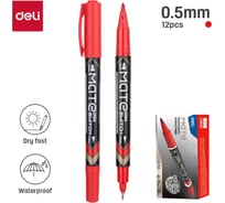 Маркер DELI перманентный Mate двойной пиш. наконечник 0.5-1мм красный EU10440