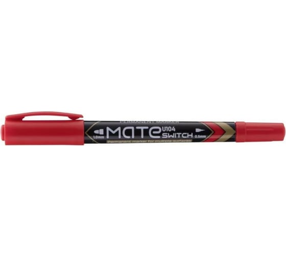 Перманентный маркер DELI Mate EU10440 двойной пишущий наконечник 0.5-1 мм красный, 12 шт 412272