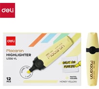 Текстовыделитель DELI Macaron скошенный пиш. наконечник 1-5мм желтый пастельный EU356-YL