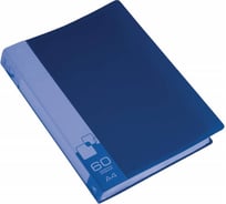 Папка БЮРОКРАТ BPV60BLUE с 60 прозрачными вкладками, A4, пластик, 0.7 мм, торцевой карман с бумажной вставкой, синий, 26 шт 816950