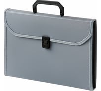 Портфель БЮРОКРАТ 13 отделений, A4, ребристая поверхность, с окантовкой, пластик, серый 876065