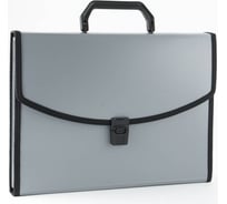 Портфель БЮРОКРАТ 13 отделений, A4, с окантовкой, пластик 0.7 мм, серый, 14 шт 876053