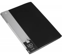 Папка БЮРОКРАТ с 20 прозрачными вкладками, A4, пластик, 0.6 мм, торцевой карман с бумажной вставкой, черный, 30 шт 816930