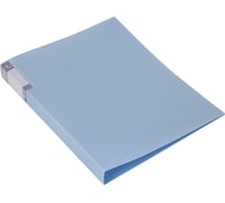 Папка БЮРОКРАТ Gems с металлической пружиной скоросшивателем, A4, пластик 0.7 мм, торцевой карман с бумажной вставкой, голубой 1014392