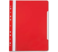 Папка-скоросшиватель БЮРОКРАТ PS-P20RED A4, прозрачный верхний лист, боковая перфорация, пластик, красный 816322