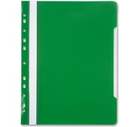 Папка-скоросшиватель БЮРОКРАТ PS-P20GRN A4, прозрачный верхний лист, боковая перфорация, пластик, зеленый 816321