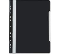 Папка-скоросшиватель БЮРОКРАТ PS-P20BLCK A4, прозрачный верхний лист, боковая перфорация, пластик, черный 816319
