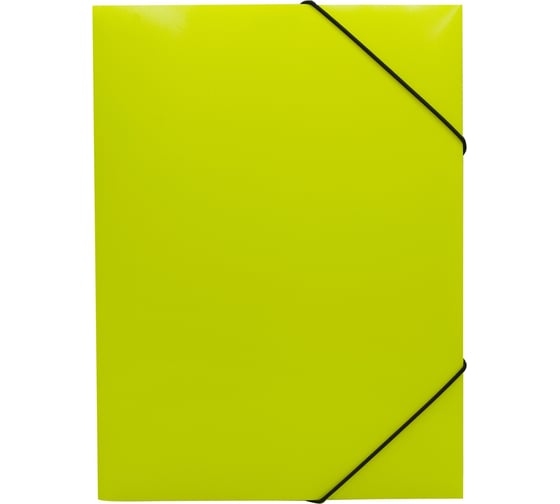 Папка БЮРОКРАТ Double Neon на резинке, A4, пластик, корешок 30 мм, 0.5 мм, желтый/черный 1481566 1