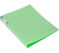 Папка БЮРОКРАТ Gems с металлической пружиной скоросшивателем, A4, пластик 0.7 мм, торцевой карман с бумажной вставкой, зеленый 1014429