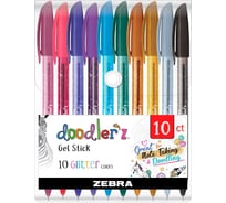 Набор гелевых ручек ZEBRA doodler`z 2619 корпус ассорти, d 1 мм, чернила ассорти, 10 шт 1583001