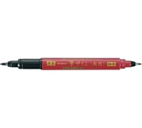 Капиллярная ручка ZEBRA brush pen 51840 корпус красный, чернила черные, двойной пишущий наконечник 10 шт 1583025