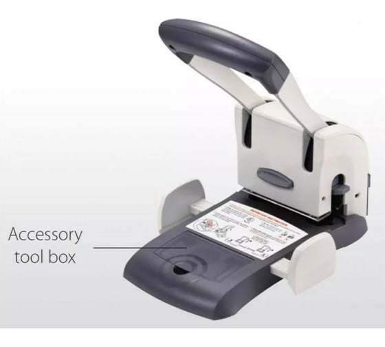Дырокол KW-TRIO Lever-Tech HD 9546 100 листов металл/пластик серый 2 отверстия с линейкой 345927