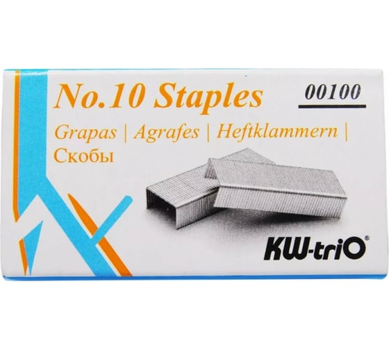 Степлер и скобы KW-TRIO комплект, 10 листов встроенный антистеплер ассорти 50 скоб металл/пластик 812266