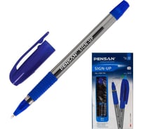 Шариковая ручка Pensan Sign-Up 2410/12BLUE корпус прозрачный/синий, d 1 мм, чернила синие, сменный стержень, 12 шт в упаковке 1481877