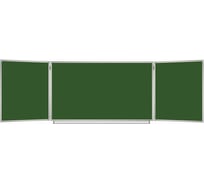 Магнитная доска для мела BRAUBERG 3-х элементная 100х150/300 см, 5 рабочих поверхностей, зеленая 231707