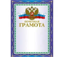 Почетная грамота BRAUBERG А4, мелованный картон, конгрев, тиснение фольгой, синяя 123057