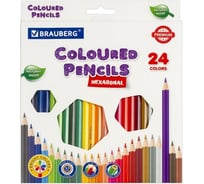 Цветные карандаши BRAUBERG PREMIUM 24 цвета, шестигранные, грифель мягкий 3.3 мм 181658