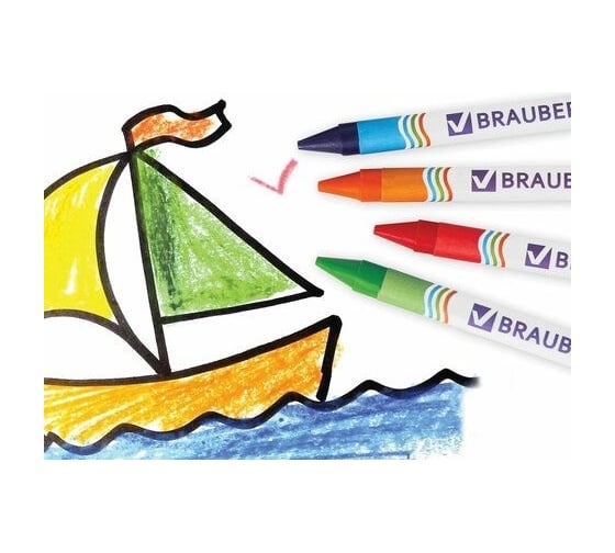Восковые карандаши BRAUBERG ПИФАГОР 12 цветов 222962