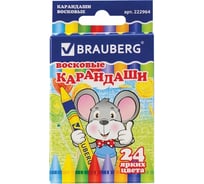 Восковые карандаши BRAUBERG ПИФАГОР 24 цвета 222964 16425159